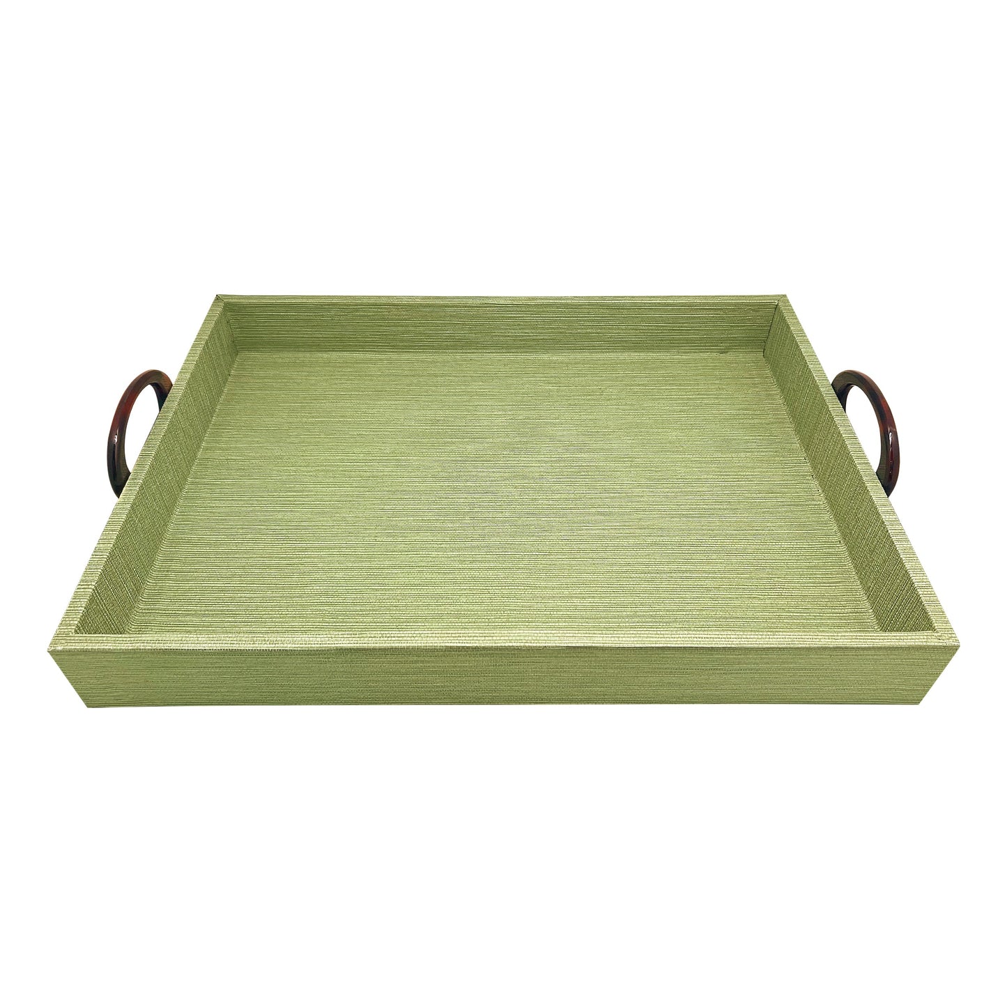 Palma Faux Grasscloth and Tortoise Handled Large Tray