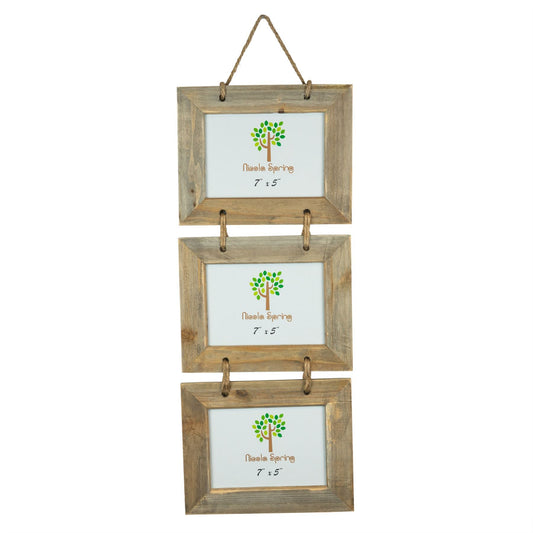 7 x 5 Wooden Hanging Triple Photo Frame