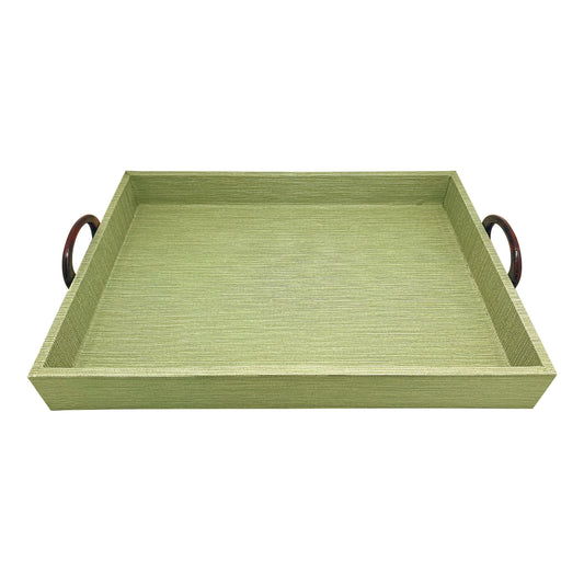 Palma Faux Grasscloth and Tortoise Handled Large Tray