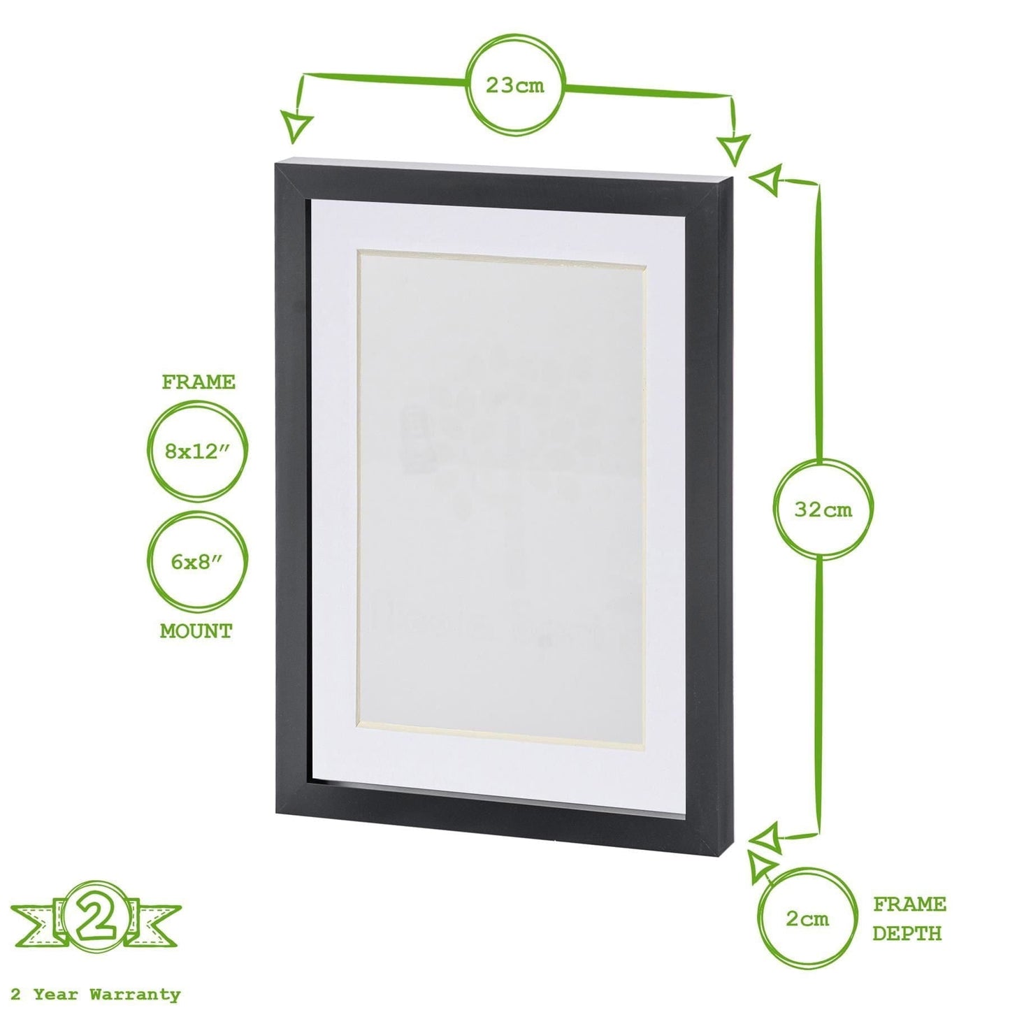 Black A4 (8 x 12) Photo Frame with A5 Mount
