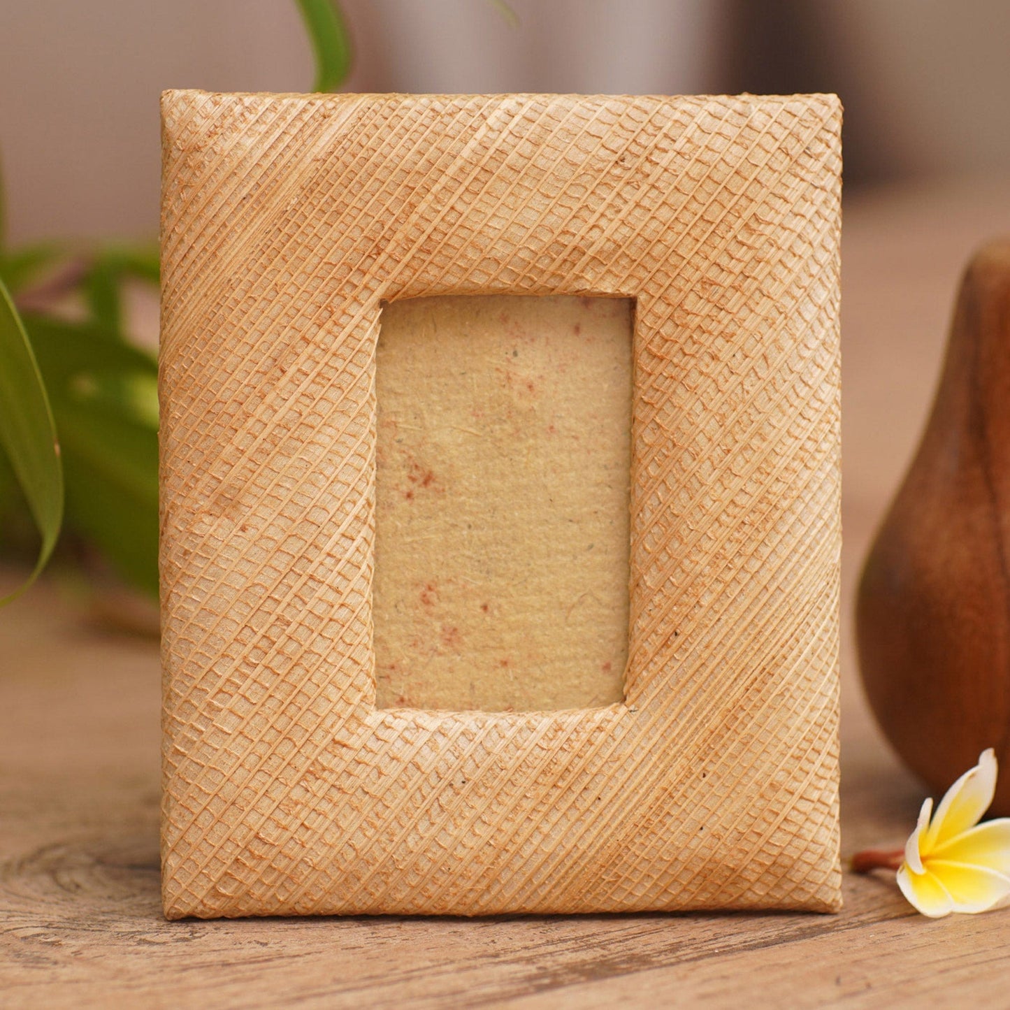 Beige Natural Fiber Handmade Photo Frame for 2x3 Photo - Banana Cream