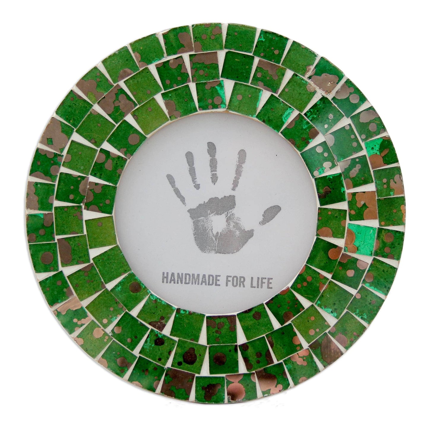 4 x 4 Green Glass Handcrafted Indian Mosaic Picture Frame - Moradabad Meadows